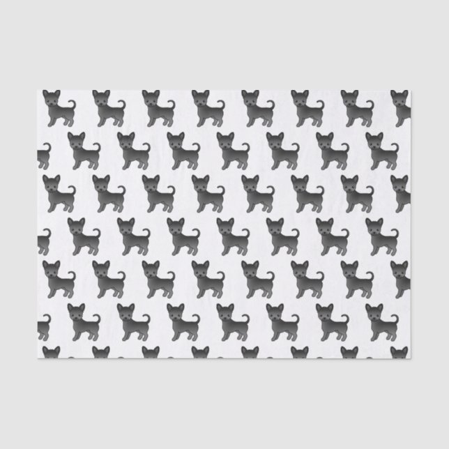Black Smooth Coat Chihuahua Cute Dog Pattern Tissue Paper (Front)