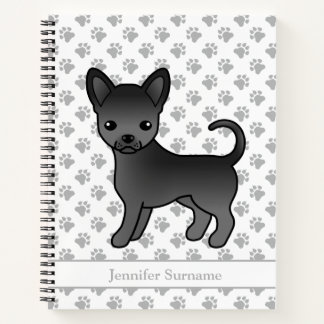 Black Smooth Coat Chihuahua Dog &amp; Custom Text Notebook