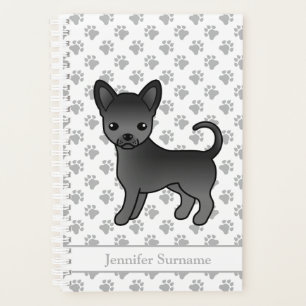 Black Smooth Coat Chihuahua Dog & Custom Text Planner