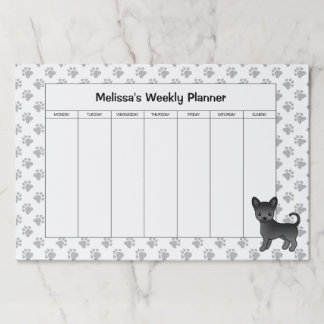 Black Smooth Coat Chihuahua Dog Weekly Planner Paper Pad