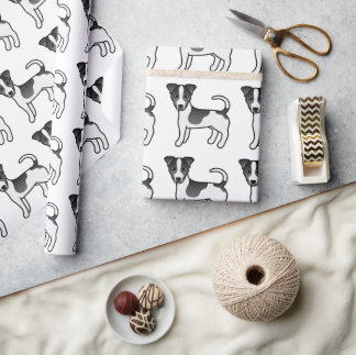 Black Smooth Coat Jack Russell Terrier Dog Pattern Wrapping Paper