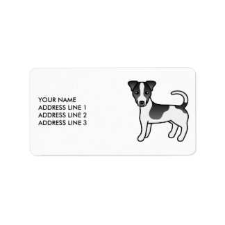 Black Smooth Coat Jack Russell Terrier Dog &amp; Text Label