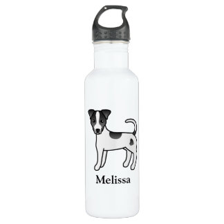 Black Smooth Coat Parson Russell Terrier &amp; Name Stainless Steel Water Bottle