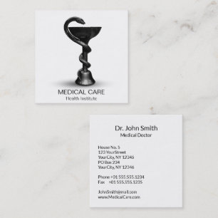 Black Snake Bowl Hygieia Medical White Caduceus Square Business Card