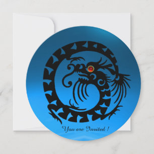 BLACK SNAKE DRAGON BLUE SAPPHIRE GEM STONE INVITATION