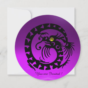 BLACK SNAKE DRAGON PURPLE AMETHYST GEM STONE INVITATION