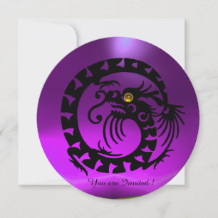 BLACK SNAKE DRAGON PURPLE AMETHYST GEM STONE INVITATION