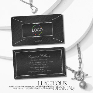 Black Snake Patterns with Silver Decor and Logo Business Card