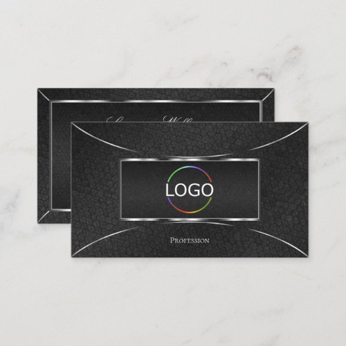 Black Snake Patterns with Silver Decor and Logo Business Card