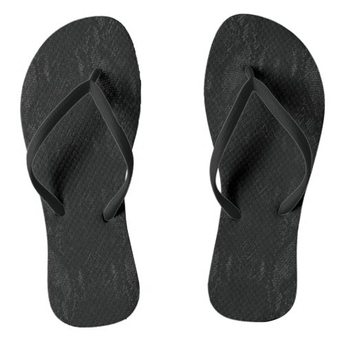 Black Snake Skin Print Flip Flops