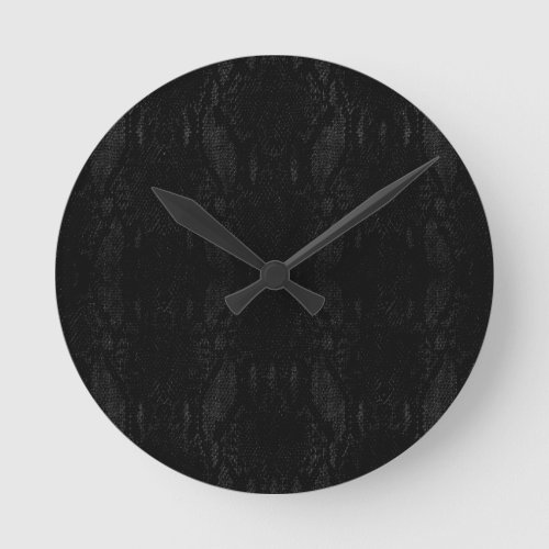 Black Snake Skin Print Round Clock