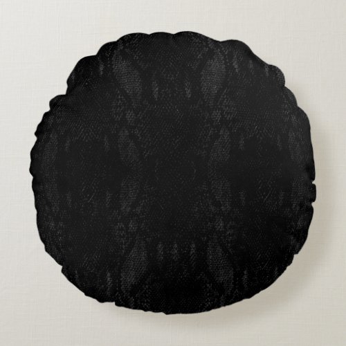 Black Snake Skin Print Round Pillow