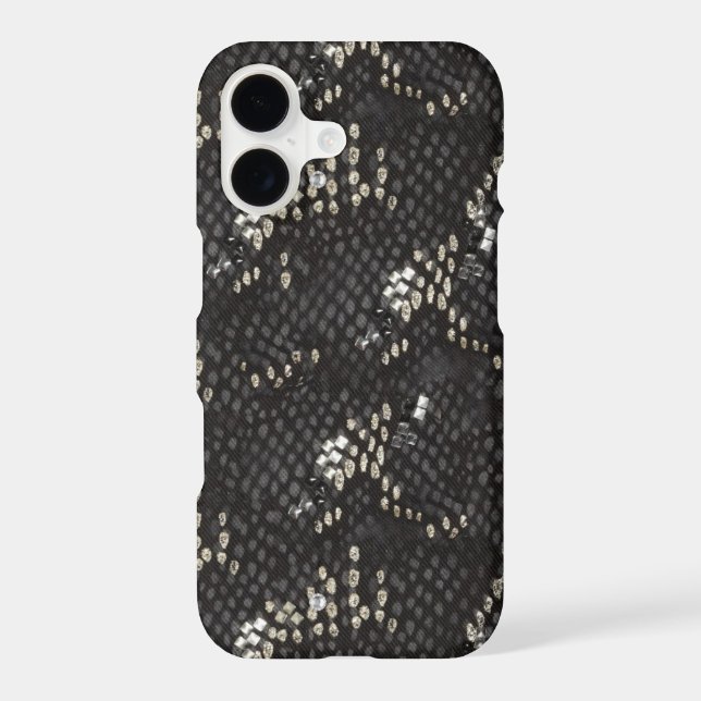 Black Snake Skin With Diamond Pattern Iphone Case (Back)
