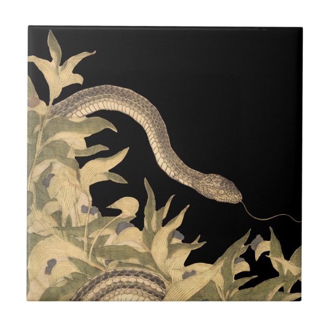 Black Snake Vintage Ceramic Tile (Front)