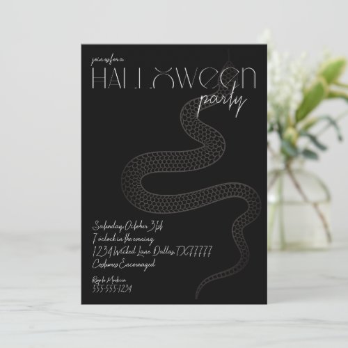 Black Snake Witchy Halloween Party Invitation