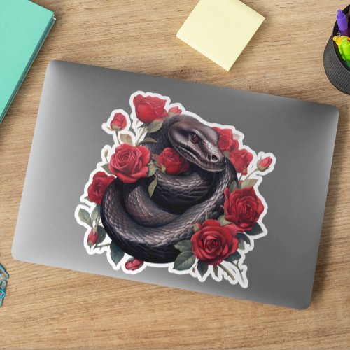Black Snake with Roses  Sticker