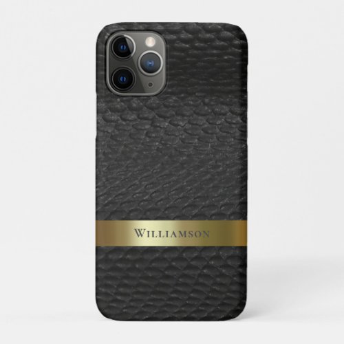 Black Snakeskin Digital Leather Gold Metal iPhone 11 Pro Case