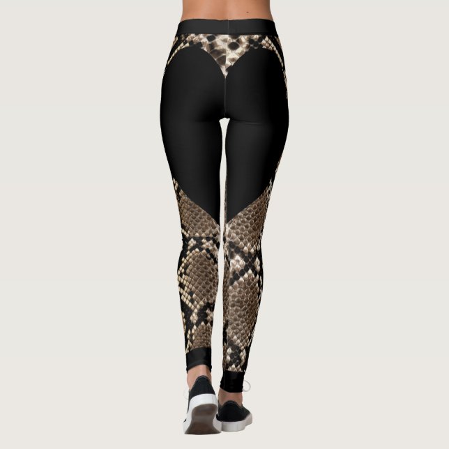 Black Snakeskin Heart Leggings (Back)
