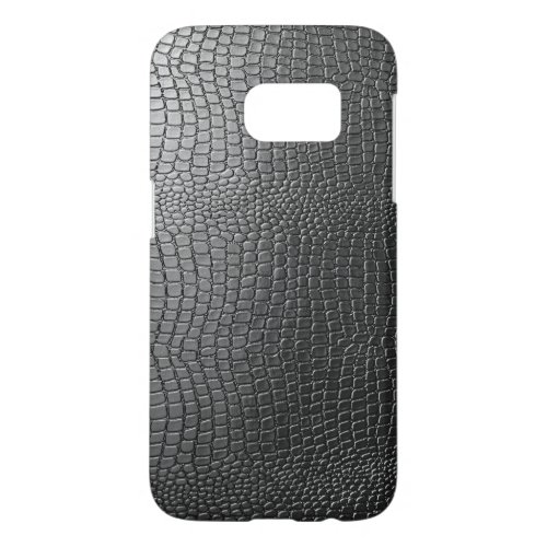 Black Snakeskin Leather Texture Print Samsung Galaxy S7 Case