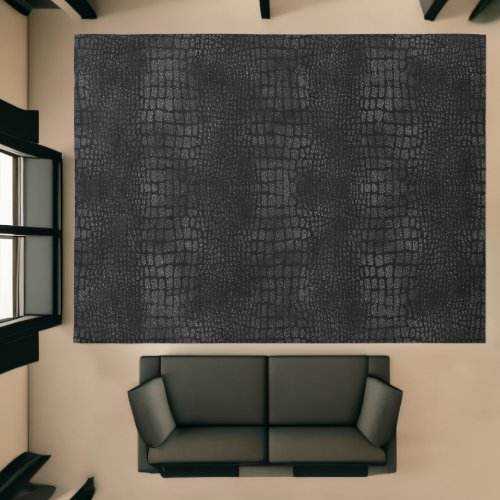 Black Snakeskin Print  Rug