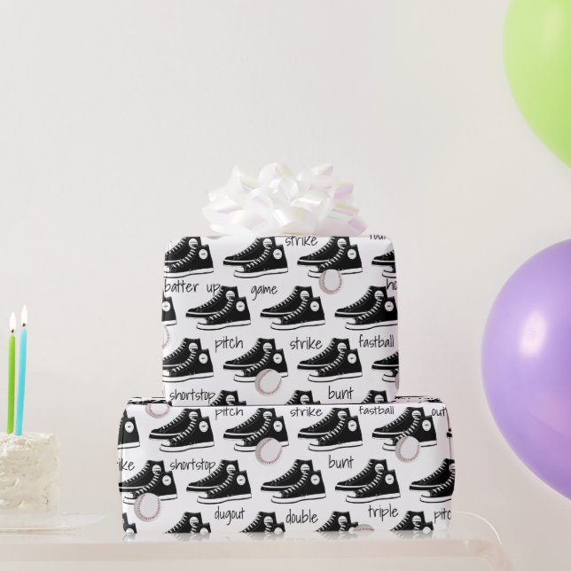 Black Sneakers with Baseball Wrapping Paper (Party Gifts)