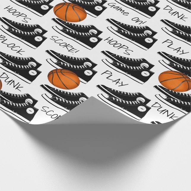 Black Sneakers with Basketball Wrapping Paper (Corner)