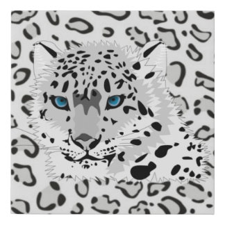 black snow leopard faux canvas print