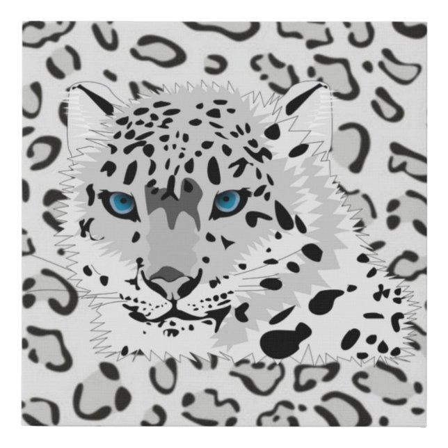 black snow leopard faux canvas print (Front)