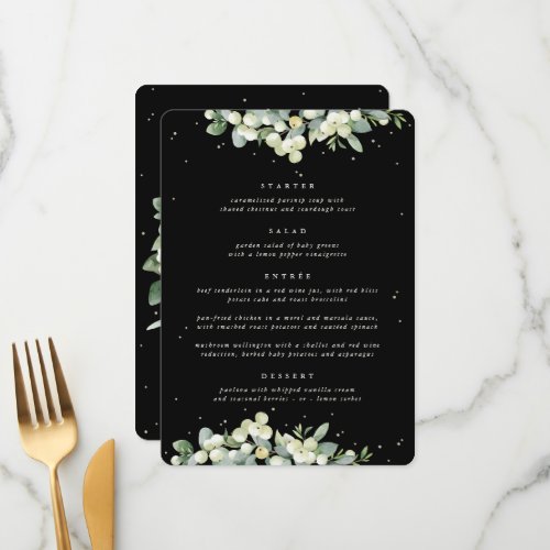 Black Snowberry  Eucalyptus 4 Course Wedding Menu