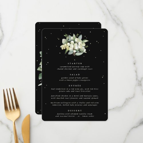 Black Snowberry  Eucalyptus 4 Course Wedding Menu