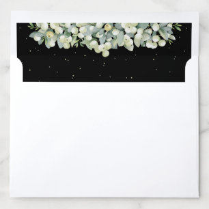 Black Snowberry+Eucalyptus A10 (8.75x6.5” Invite) Envelope Liner