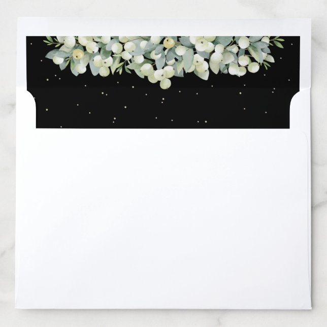  Black Snowberry+Eucalyptus A10 (8.75x6.5” Invite) Envelope Liner (In Envelope)