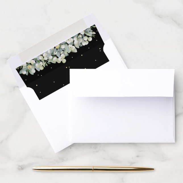 Black Snowberry+Eucalyptus A1 (for 5 x 3.5" cards) Envelope Liner (Desk)