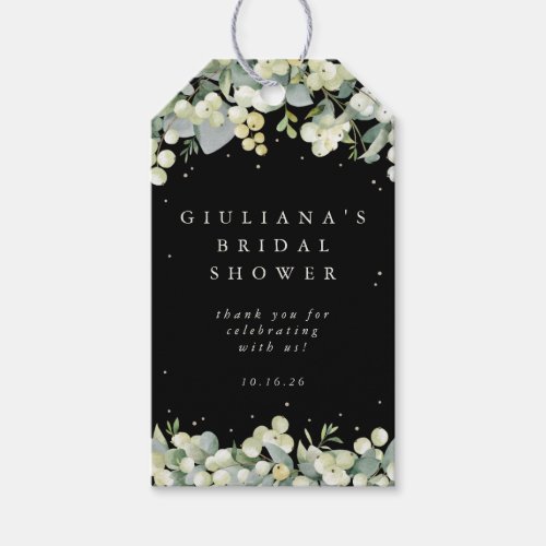 Black SnowberryEucalyptus Bridal Shower Gift Tags