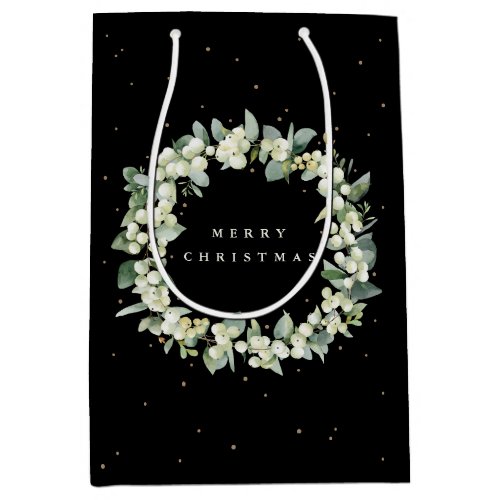 Black SnowberryEucalyptus ChristmasHoliday Medium Gift Bag