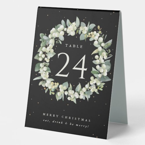 Black SnowberryEucalyptus Christmas Table Number Table Tent Sign