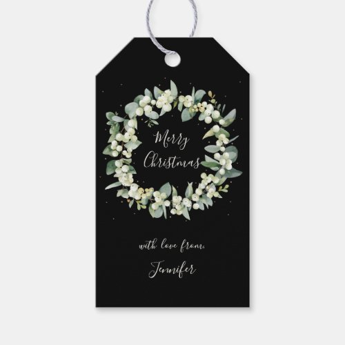 Black SnowberryEucalyptus Custom Message Gift Tags