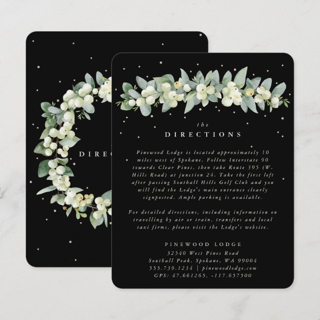 Black Snowberry+Eucalyptus Garland Directions Enclosure Card (Front/Back)