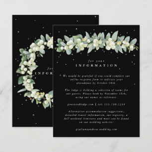 Black Snowberry+Eucalyptus Garland Wedding Info Enclosure Card