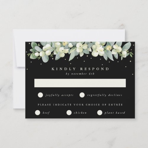 Black SnowberryEucalyptus Garland Wedding RSVP Card