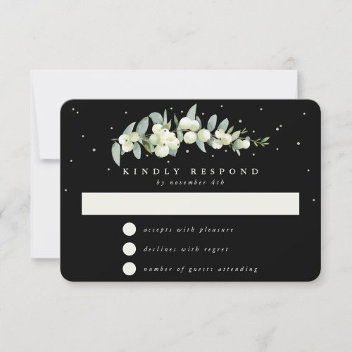 Black SnowberryEucalyptus Garland Wedding RSVP Card