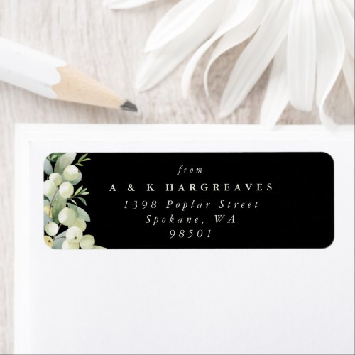 Black SnowberryEucalyptus Holiday Return Address Label