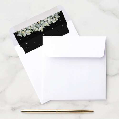 Black SnowberryEucalyptus Square 525 cards Envelope Liner