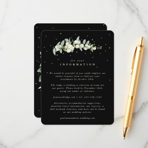 Black SnowberryEucalyptus Stem Wedding Details Enclosure Card