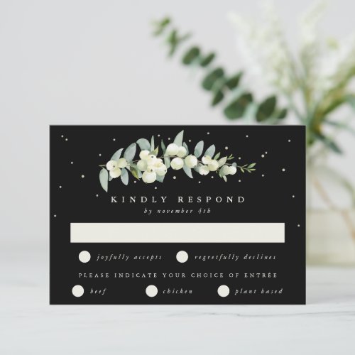 Black SnowberryEucalyptus Stem Wedding RSVP Card