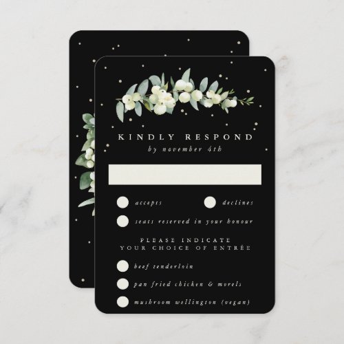 Black SnowberryEucalyptus Stem Wedding RSVP Card