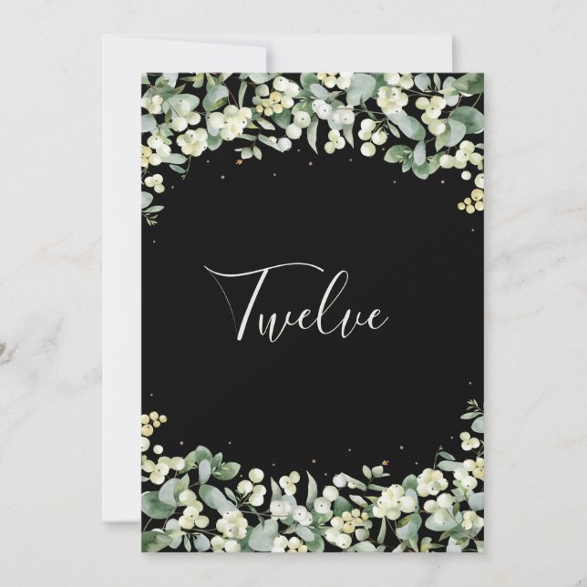 Black Snowberry+Eucalyptus Table Number (Front)