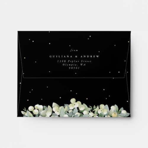 Black SnowberryEucalyptus Wedding A2 Enclosure Envelope