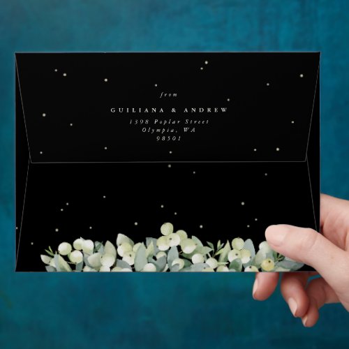 Black SnowberryEucalyptus Wedding A7 Envelope