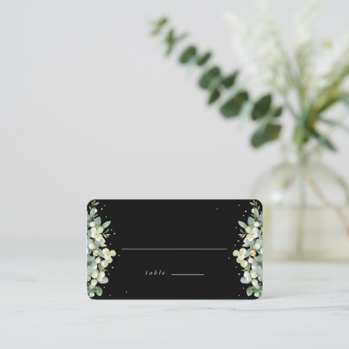 Black Snowberry  Eucalyptus Wedding Flat Place Card